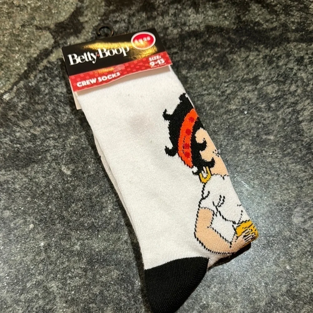Betty Boop Crew Socks - White and Black
